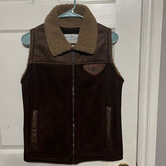 🔥🔥 Vintage Dynasty Alba Suede Leather -Wool Lined Vest Jacket “JEEP” -Perfect - Picture 1 of 12